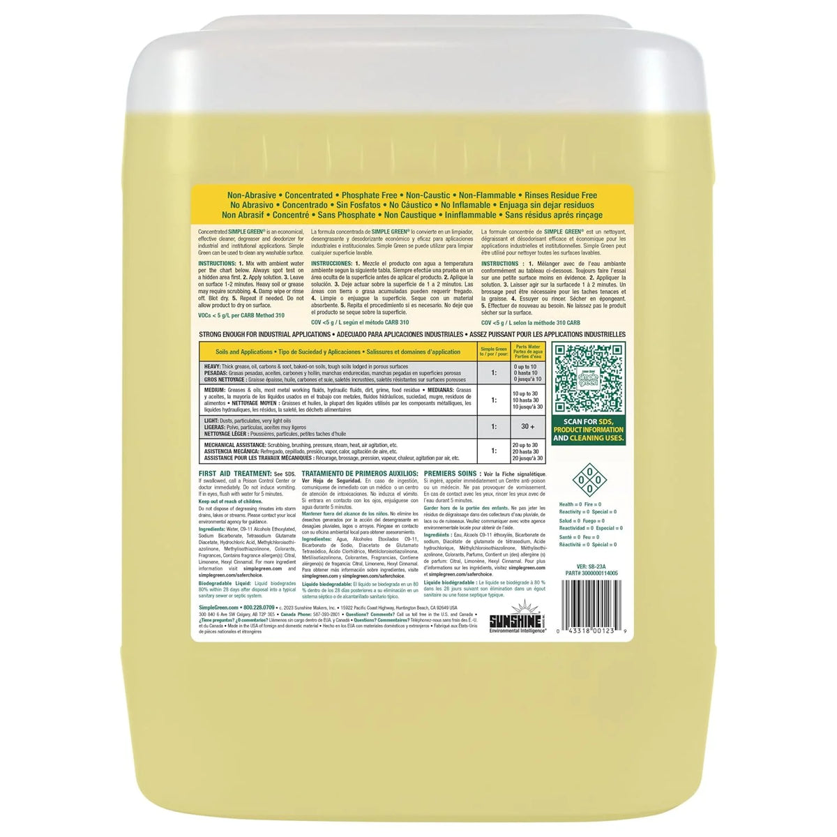 Industrial Cleaner and Degreaser, Lemon Scent, 5 gal Pail