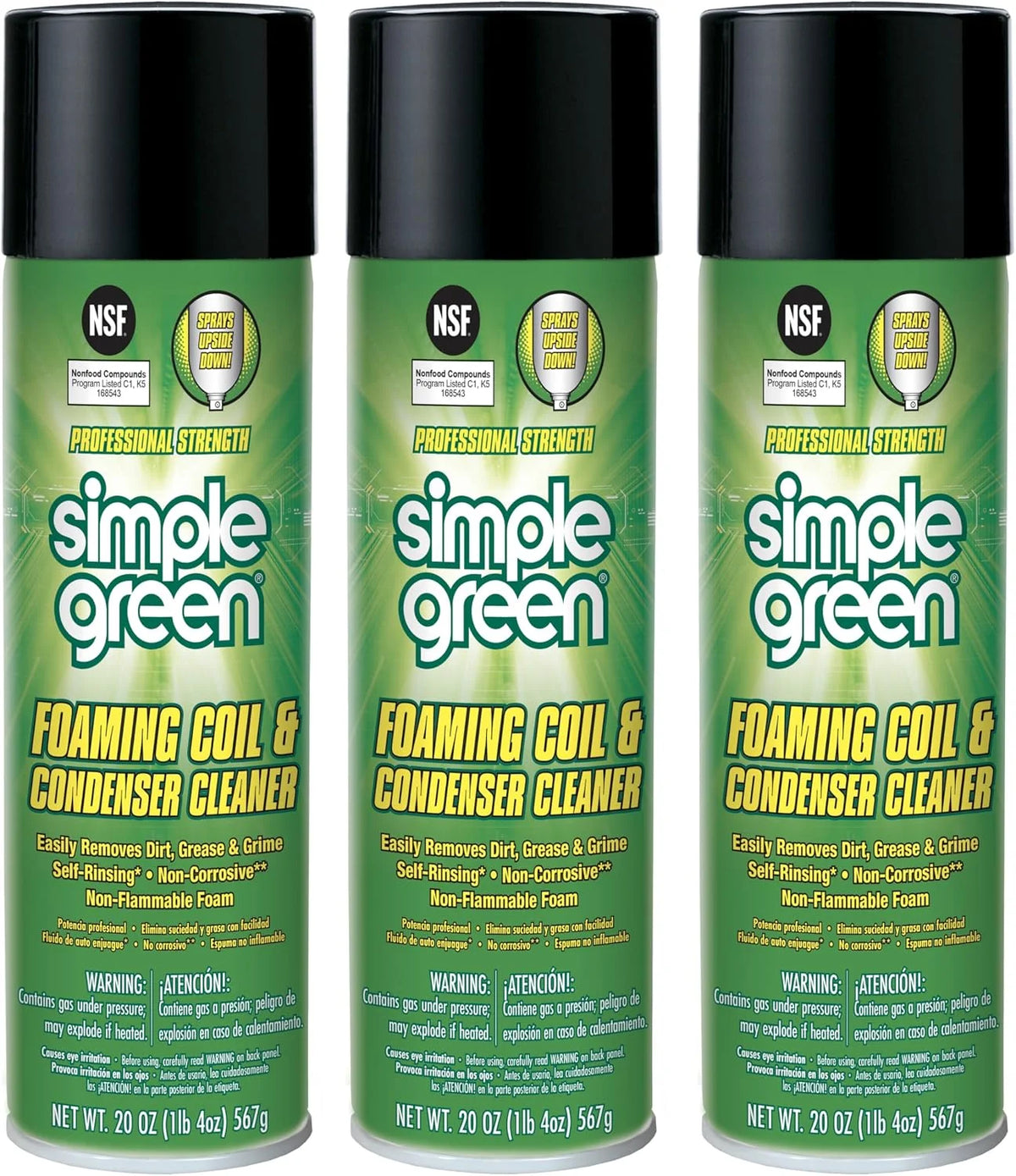 Simple Green Foaming Coil & Condenser Cleaner, 20 Oz Aerosol, 3 Pack, HVAC